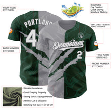 Charger l'image dans la galerie, Custom Graffiti Pattern White Green-Gray 3D Scratch Authentic Baseball Jersey