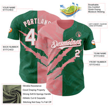 Загрузить изображение в средство просмотра галереи, Custom Graffiti Pattern White Kelly Green-Medium Pink 3D Scratch Authentic Baseball Jersey