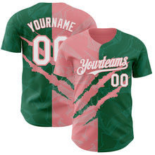 Загрузить изображение в средство просмотра галереи, Custom Graffiti Pattern White Kelly Green-Medium Pink 3D Scratch Authentic Baseball Jersey