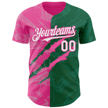 Загрузить изображение в средство просмотра галереи, Custom Graffiti Pattern White Kelly Green-Pink 3D Scratch Authentic Baseball Jersey