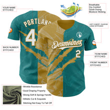 Загрузить изображение в средство просмотра галереи, Custom Graffiti Pattern White Teal-Old Gold 3D Scratch Authentic Baseball Jersey
