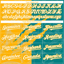 Загрузить изображение в средство просмотра галереи, Custom Graffiti Pattern White Teal-Gold 3D Scratch Authentic Baseball Jersey