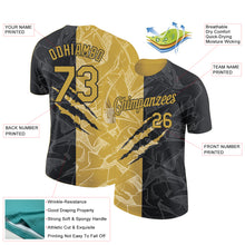 Load image into Gallery viewer, Custom Graffiti Pattern Old Gold-Black Scratch 3D Performance T-Shirt