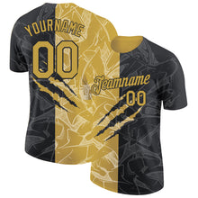 Load image into Gallery viewer, Custom Graffiti Pattern Old Gold-Black Scratch 3D Performance T-Shirt