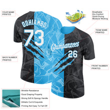 Load image into Gallery viewer, Custom Graffiti Pattern White Black-Sky Blue Scratch 3D Performance T-Shirt