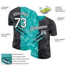 Laden Sie das Bild in den Galerie-Viewer, Custom Graffiti Pattern White Black-Aqua Scratch 3D Performance T-Shirt