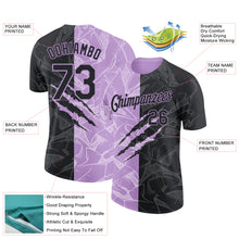 Load image into Gallery viewer, Custom Graffiti Pattern Black-Light Purple Scratch 3D Performance T-Shirt