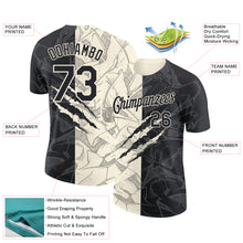 Laden Sie das Bild in den Galerie-Viewer, Custom Graffiti Pattern Black-Cream Scratch 3D Performance T-Shirt