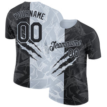 Laden Sie das Bild in den Galerie-Viewer, Custom Graffiti Pattern Black-Silver Scratch 3D Performance T-Shirt