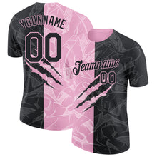 Laden Sie das Bild in den Galerie-Viewer, Custom Graffiti Pattern Black-Light Pink Scratch 3D Performance T-Shirt