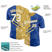Laden Sie das Bild in den Galerie-Viewer, Custom Graffiti Pattern White Royal-Old Gold Scratch 3D Performance T-Shirt
