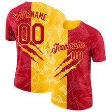 Laden Sie das Bild in den Galerie-Viewer, Custom Graffiti Pattern Red-Gold Scratch 3D Performance T-Shirt