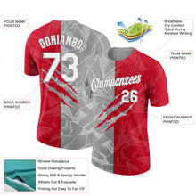 Laden Sie das Bild in den Galerie-Viewer, Custom Graffiti Pattern White Red-Gray Scratch 3D Performance T-Shirt