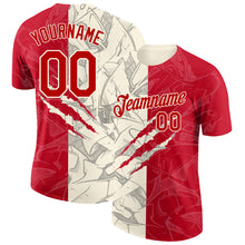 Laden Sie das Bild in den Galerie-Viewer, Custom Graffiti Pattern Red-Cream Scratch 3D Performance T-Shirt