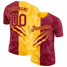 Laden Sie das Bild in den Galerie-Viewer, Custom Graffiti Pattern Crimson-Gold Scratch 3D Performance T-Shirt