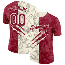 Laden Sie das Bild in den Galerie-Viewer, Custom Graffiti Pattern Crimson-Cream Scratch 3D Performance T-Shirt