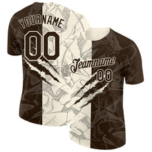 Laden Sie das Bild in den Galerie-Viewer, Custom Graffiti Pattern Brown-Cream Scratch 3D Performance T-Shirt