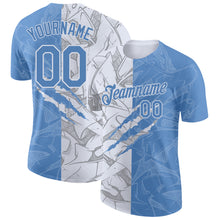 Laden Sie das Bild in den Galerie-Viewer, Custom Graffiti Pattern Light Blue-White Scratch 3D Performance T-Shirt