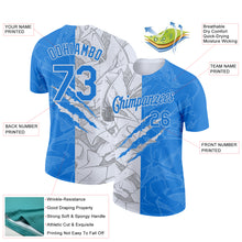 Load image into Gallery viewer, Custom Graffiti Pattern Powder Blue-White Scratch 3D Performance T-Shirt