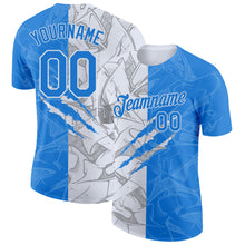 Load image into Gallery viewer, Custom Graffiti Pattern Powder Blue-White Scratch 3D Performance T-Shirt