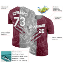 Laden Sie das Bild in den Galerie-Viewer, Custom Graffiti Pattern White Burgundy-Gray Scratch 3D Performance T-Shirt