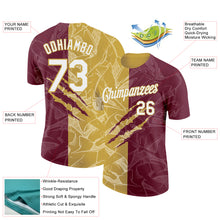 Laden Sie das Bild in den Galerie-Viewer, Custom Graffiti Pattern White Burgundy-Old Gold Scratch 3D Performance T-Shirt