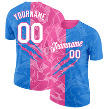 Laden Sie das Bild in den Galerie-Viewer, Custom Graffiti Pattern White Powder Blue-Pink Scratch 3D Performance T-Shirt