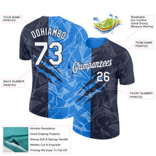 Laden Sie das Bild in den Galerie-Viewer, Custom Graffiti Pattern White Navy-Powder Blue Scratch 3D Performance T-Shirt