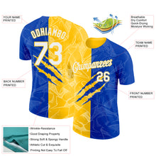 Laden Sie das Bild in den Galerie-Viewer, Custom Graffiti Pattern White Thunder Blue-Yellow Scratch 3D Performance T-Shirt