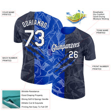 Laden Sie das Bild in den Galerie-Viewer, Custom Graffiti Pattern White Navy-Thunder Blue Scratch 3D Performance T-Shirt