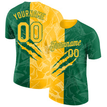 Laden Sie das Bild in den Galerie-Viewer, Custom Graffiti Pattern Gold-Kelly Green Scratch 3D Performance T-Shirt