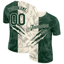 Laden Sie das Bild in den Galerie-Viewer, Custom Graffiti Pattern Green-Cream Scratch 3D Performance T-Shirt