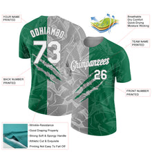 Laden Sie das Bild in den Galerie-Viewer, Custom Graffiti Pattern White Kelly Green-Gray Scratch 3D Performance T-Shirt