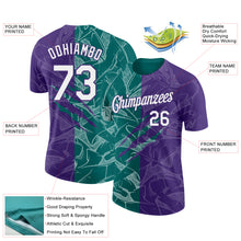 Charger l'image dans la galerie, Custom Graffiti Pattern White Purple-Teal Scratch 3D Performance T-Shirt