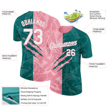 Charger l'image dans la galerie, Custom Graffiti Pattern White Teal-Medium Pink Scratch 3D Performance T-Shirt