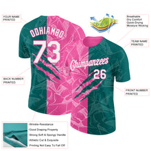 Charger l'image dans la galerie, Custom Graffiti Pattern White Teal-Pink Scratch 3D Performance T-Shirt