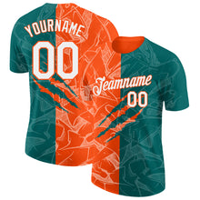 Charger l'image dans la galerie, Custom Graffiti Pattern White Teal-Orange Scratch 3D Performance T-Shirt