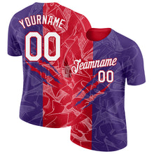 Charger l'image dans la galerie, Custom Graffiti Pattern White Purple-Red Scratch 3D Performance T-Shirt