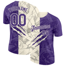 Charger l'image dans la galerie, Custom Graffiti Pattern Purple-Cream Scratch 3D Performance T-Shirt