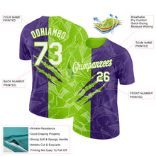 Charger l'image dans la galerie, Custom Graffiti Pattern White Purple-Neon Green Scratch 3D Performance T-Shirt