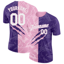 Charger l'image dans la galerie, Custom Graffiti Pattern White Purple-Light Pink Scratch 3D Performance T-Shirt