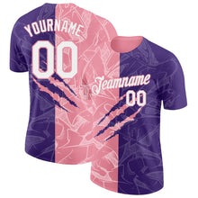 Charger l'image dans la galerie, Custom Graffiti Pattern White Purple-Medium Pink Scratch 3D Performance T-Shirt