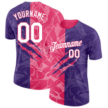 Charger l'image dans la galerie, Custom Graffiti Pattern White Purple-Neon Pink Scratch 3D Performance T-Shirt