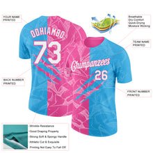 Charger l'image dans la galerie, Custom Graffiti Pattern White Sky Blue-Pink Scratch 3D Performance T-Shirt