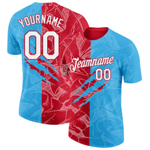 Charger l'image dans la galerie, Custom Graffiti Pattern White Sky Blue-Red Scratch 3D Performance T-Shirt