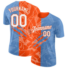 Charger l'image dans la galerie, Custom Graffiti Pattern White Light Blue-Orange Scratch 3D Performance T-Shirt