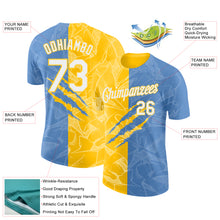 Charger l'image dans la galerie, Custom Graffiti Pattern White Light Blue-Yellow Scratch 3D Performance T-Shirt
