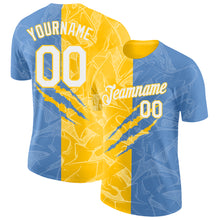 Charger l'image dans la galerie, Custom Graffiti Pattern White Light Blue-Yellow Scratch 3D Performance T-Shirt