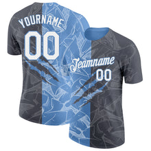 Charger l'image dans la galerie, Custom Graffiti Pattern White Steel Gray-Light Blue Scratch 3D Performance T-Shirt