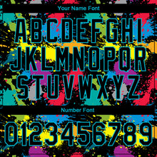 Load image into Gallery viewer, Custom Stitched Graffiti Pattern Black-Lakes Blue 3D Splash Grunge Art Sports Pullover Sweatshirt Hoodie